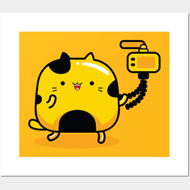 yellow cat vlogger profession Wall Art by MEDZ